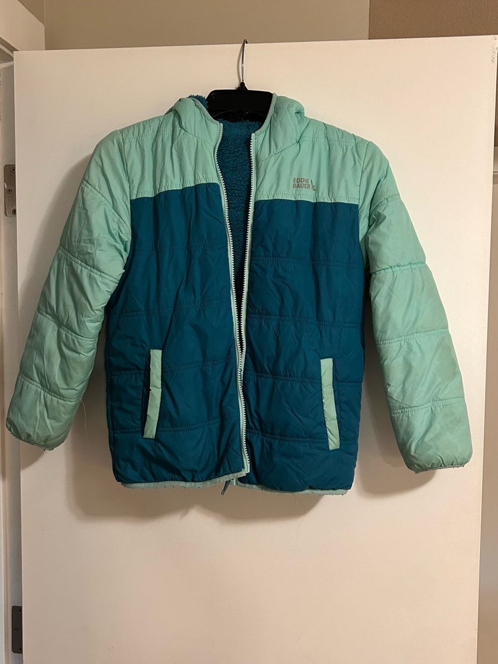 Eddie Bauer Kids Two-Tone Mint & Teal Puffer Coat